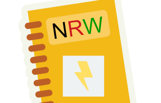 Ein elektronisches Laborbuch mit Aufschrift "NRW"