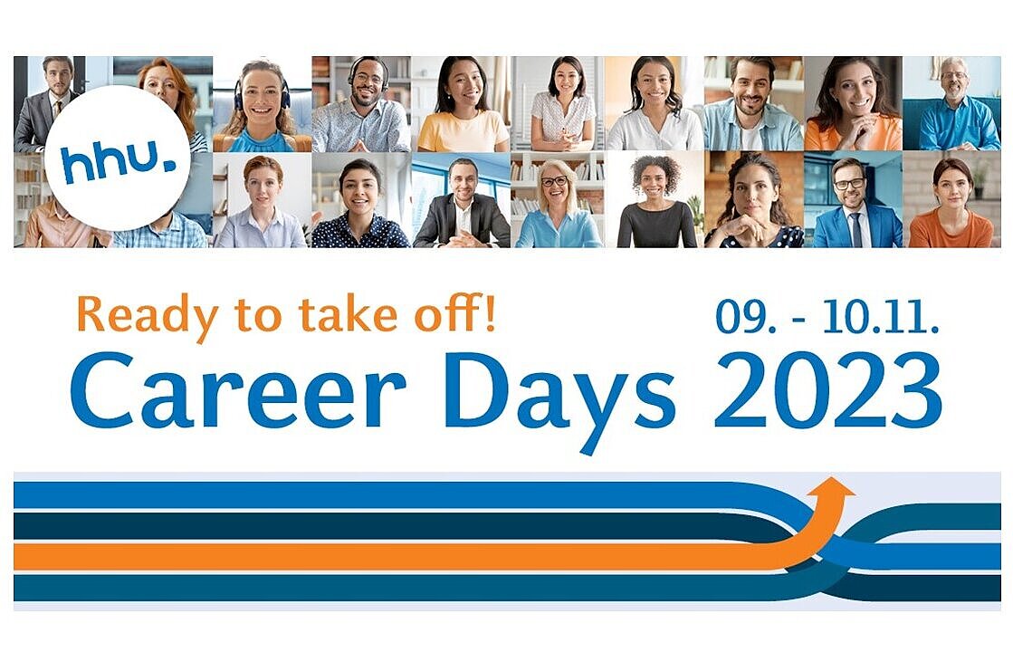 Mehrere Passfotos von Menschen und der Hinweis auf die Career Days 2023